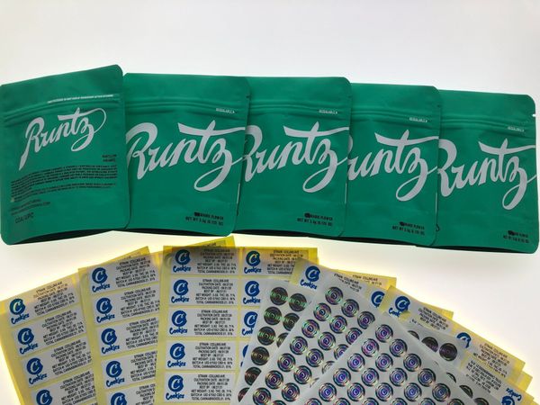 

runtz green matt майларового сумка 3.5gram edibles упаковка местного майлар мешки sf калифорния 3.5g голограмма наклейки и задняя этикетка w