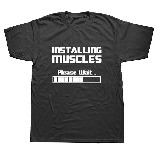 

sport new funny installing muscles please wait loading t shirt men short sleeves hip hop oversized o-neck cotton t shirts