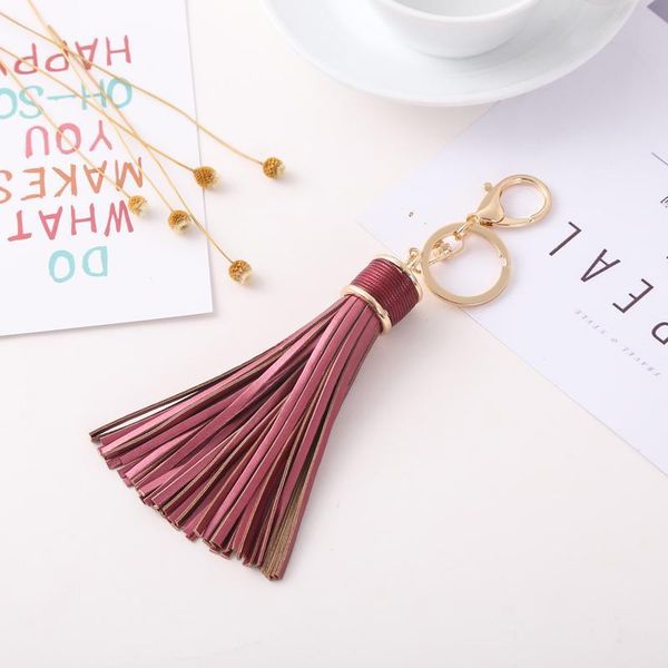 

leather tassels key chain with two tassels for car keychain for women bag key ring jewelry ch3507 h bbyvrs, Slivery;golden