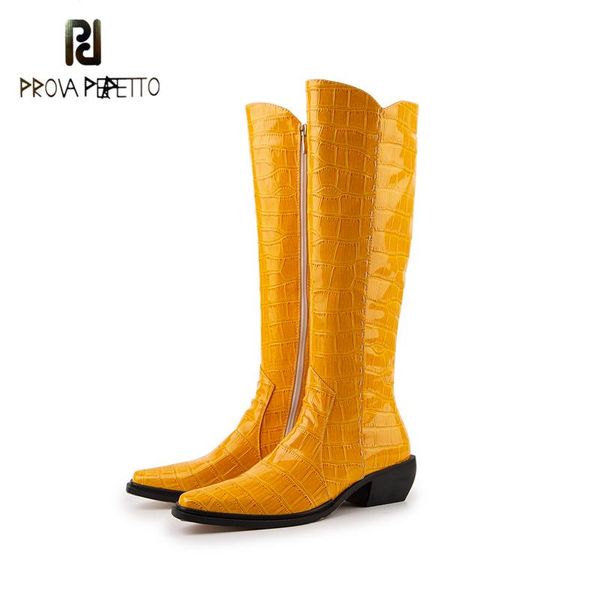 

fashionable yellow women shoes 2020 winter autumn square heel microfiber solid knee-high side zipper pointed toe black boots