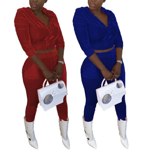 

hhdmv 2020 spring women new street casual style sets long sleeve hooded collar elastic long pants pure color two piece sets, Gray