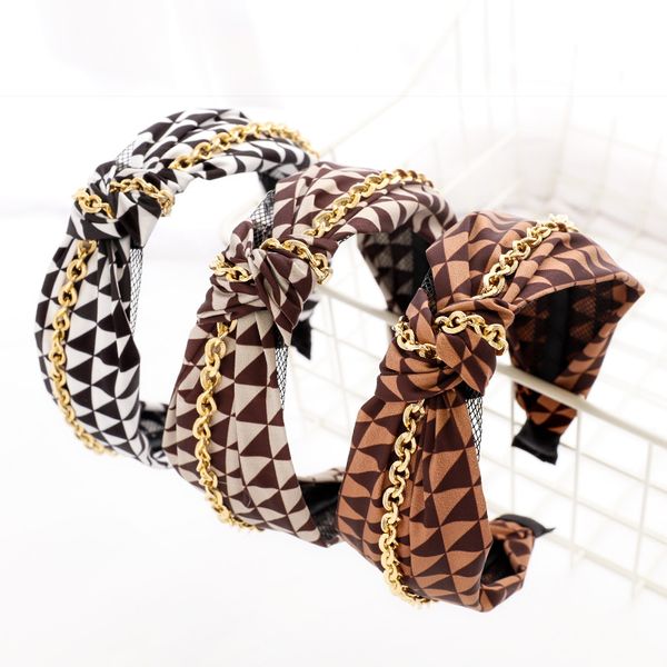 

christmas vintage metal chain headbands print bezel hairband women turban headband girls hoop clip hair accessories opaska do wlosow, Silver