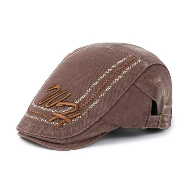 

vintage embroidery men berets hat cotton visor caps casual duckbill hat for men boina, Blue;gray
