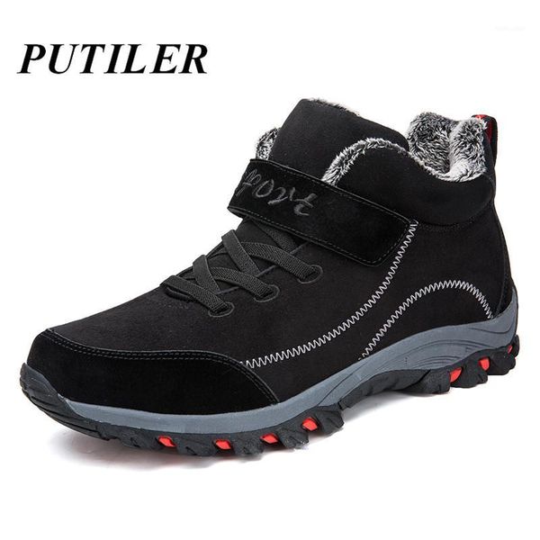

super warm snow ankle boots men leather winter fur men boots couples casual shoes sneakers hiking female lovers bot1, Black