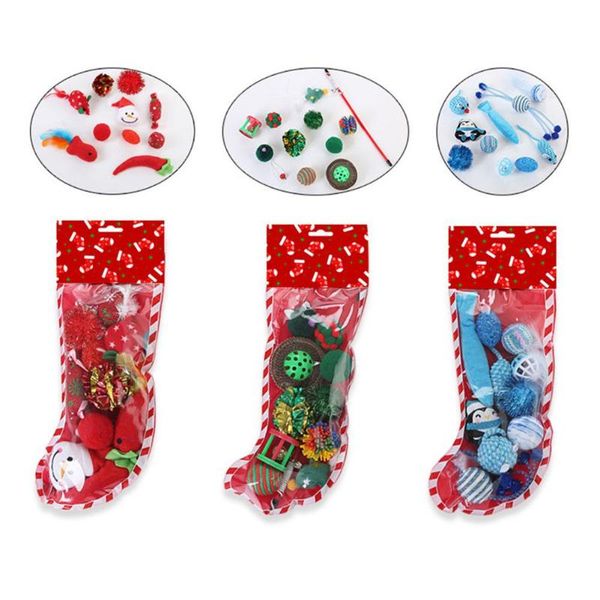 

10pcs christmas pet playing toys christmas stocking gift bag tree hanging gifts bag for tree fireplace