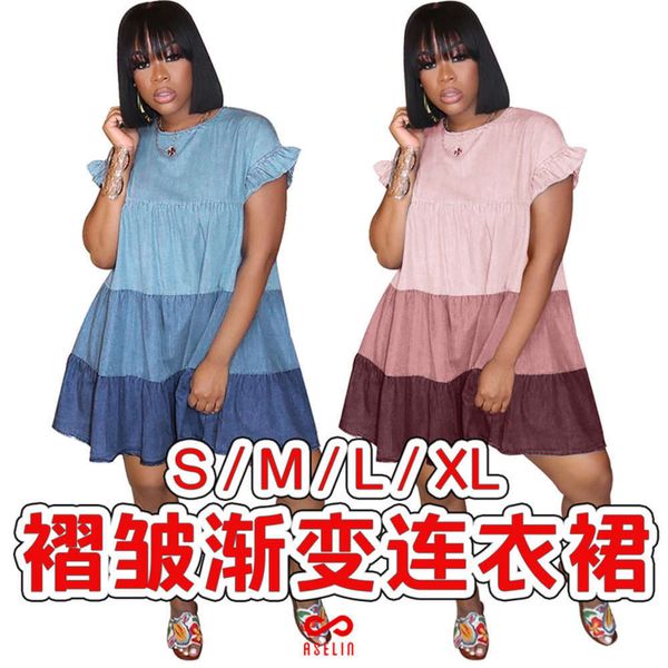 

denim gl6278 women's nightclub pleated small gradient splicing single button drs, Black;gray