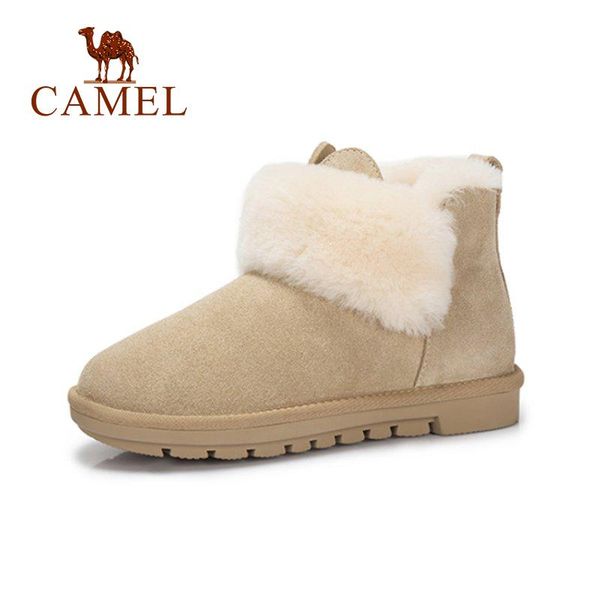 

camel 2020 new woman snow boots women winter warm shoes cow suede plush ankle boots round toe short female footwear, Black