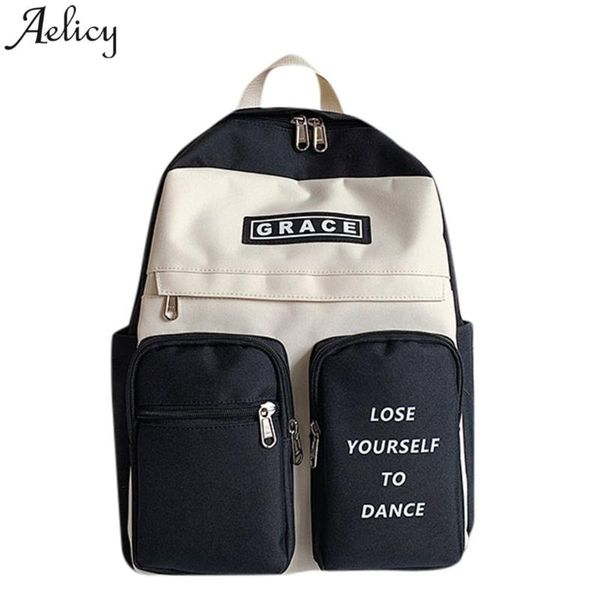 

aelicy backpacks women nylon patchwork large capacity girls backpack simple school bags travel bags female mochila feminina 2020