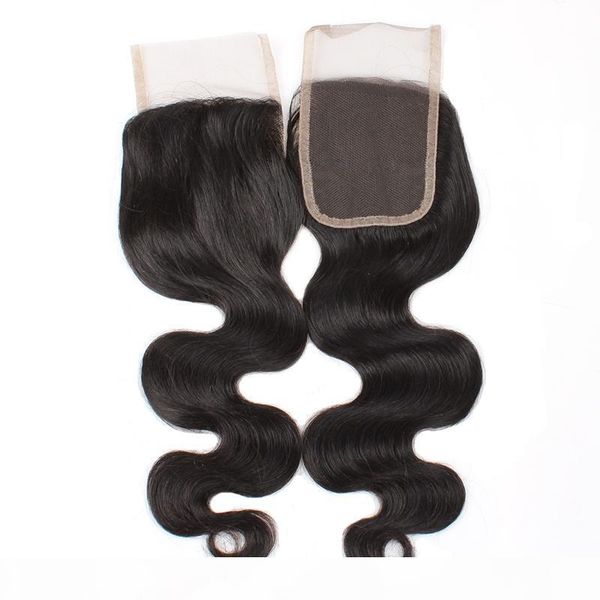 

brazilian human hair closure 4*4 swiss lace closure water wave peruvian hair deep wave body wave straight bleached knots three part middle, Black