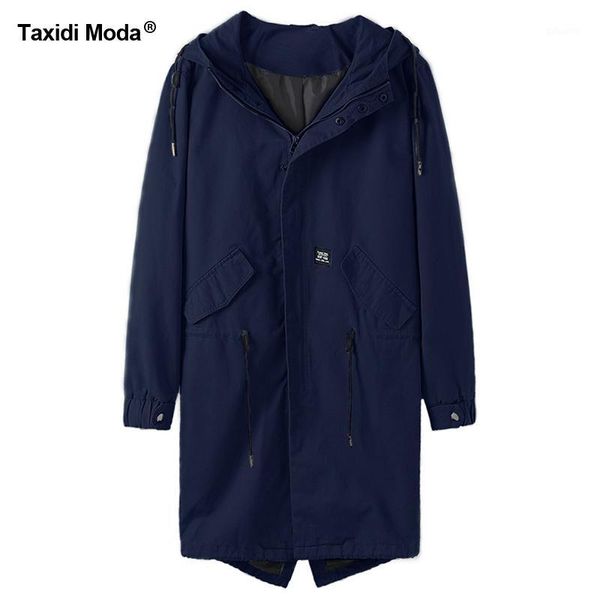 

taxidi moda new autumn mens casual trench coats cotton letter blue color brand clothing man's slim windbreaker long jackets 4441, Tan;black