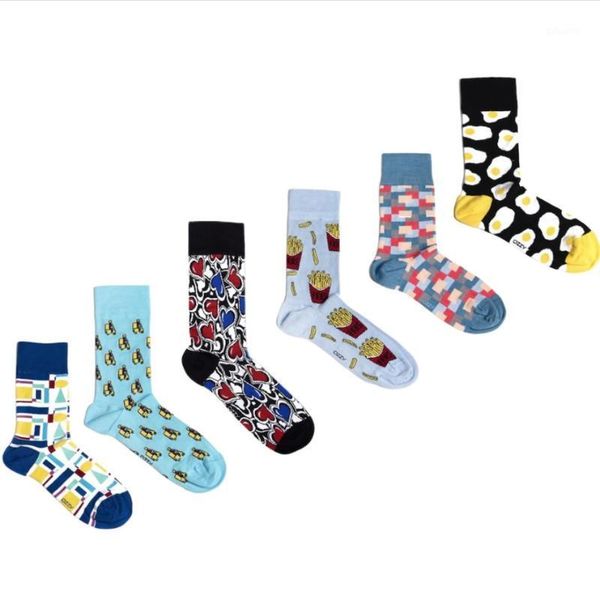 

new 6 pair men funny socks 6 socks novelty colorful organic cotton extra soft comfy fun cool1, Black