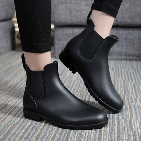 

boots rain 2021 autumn winter women shoes fashion waterproof non-slip female add velvet overshoes, Black