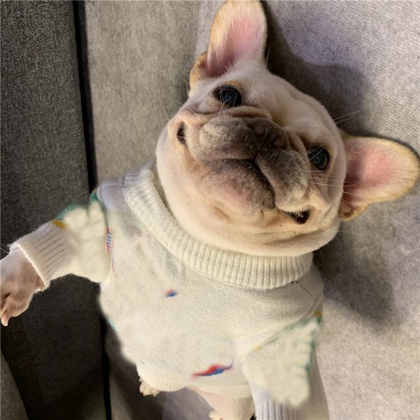 

modern flora jacquard pet sweaters fashion warm soft bulldog hoodies indoor elastic windproof cats dogs coats