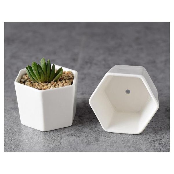 

144pcs moq ceramic succulent pots wholesale hexagon square mini white porcelain flowerpots suppliers for wed wmtyzv dh_seller2010