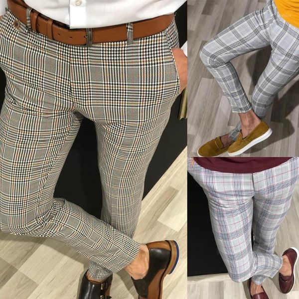 

men's pants fashion men's smart casual plaid twill jogger urban harem long trousers slim business wear pocket spring 20211, Black