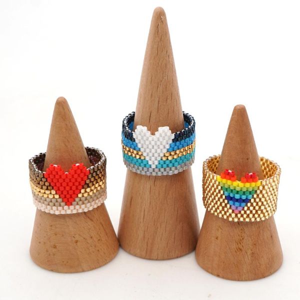 

go2boho bohemian миюки кольца красочные сердца кольца для женщин boho anillos handmade jewelry друзья лучший подарок оптовая, Golden;silver