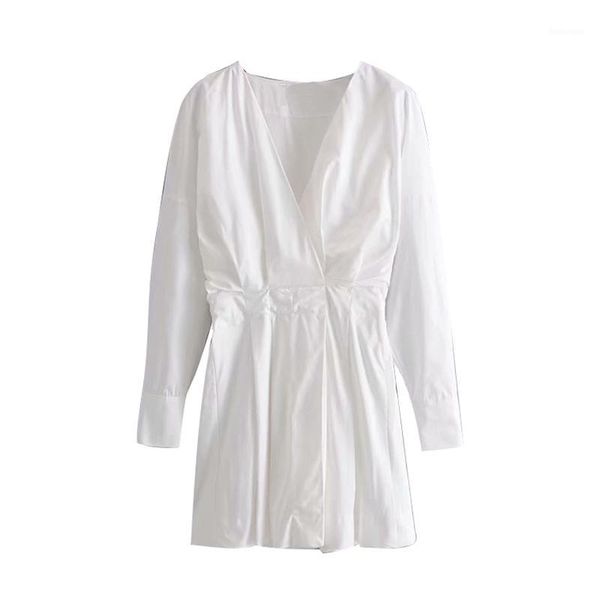

stylish v neck white dress women 2020 spring long sleeve casual solid cotton dress ladies work wear elegant mini dresses1, Black;gray