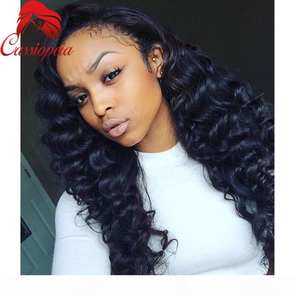 

glueless full lace human hair wigs water wave virgin hair lace front wigs left-side part brazilain wave lace wigs for black women, Black;brown