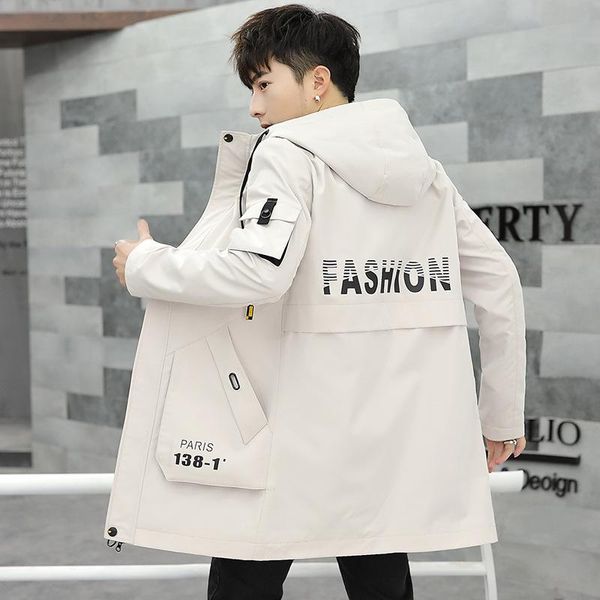 

men's jackets jacket men 2021 autumn trend youth long fashion handsome hooded shirt clothing hat s wear, Black;brown