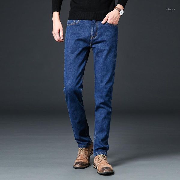 

men's jeans 2021 men's plus velvet thick warm loose size, Blue