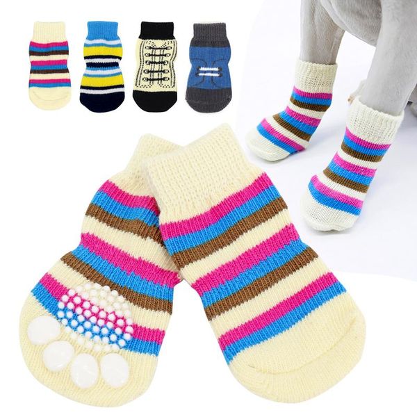 

cute non slip dog socks lovely pet puppy knit socks 4pcs autumn winter pets dogs cat shoes for small dogs a wmtusx