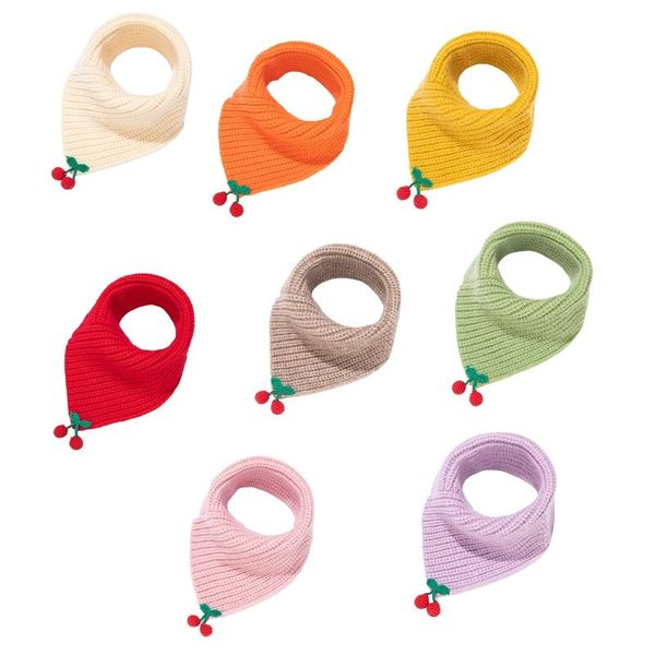 

toddler kids winter knitted triangle scarf cute cartoon cherry candy color neckerchief wrap thicken crochet neck warmer shawl, Blue;gray