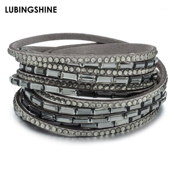 

vintage multilayer leather rope chain bracelet&bangle crystal wrap bracelet for women men snap button cuff wristband jewelry1, Golden;silver