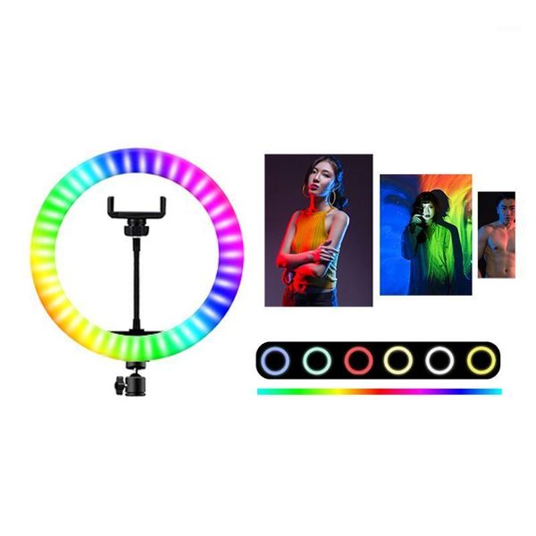 

flash heads pography 20/26/33cm mini rgb led selfie ring light ringlight with phone clip pographic lighting video makeup lamp1