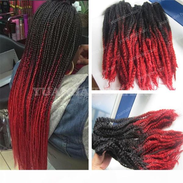 

высокое качество 20inch ombre синтетический марли заплетает два тона красный черный кудрявый поворот плетение волос свободную перевозку груз, Black