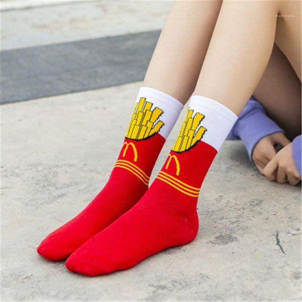 

harajuku female socks women colorblock tide socks summer college style avocado fries eggs print sock designer winter, Black;white