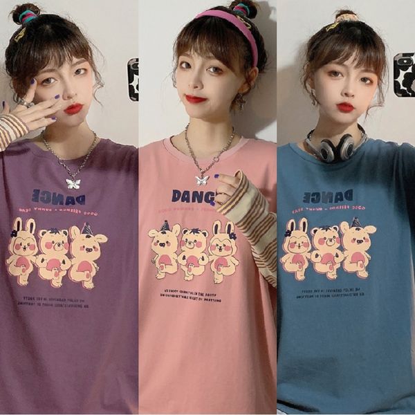 

новая футболка t-shirttop футболка весной и осенью праздник два рукав yhgdh моды cec женских писем простой и снимите 2020 студента супер огн, White