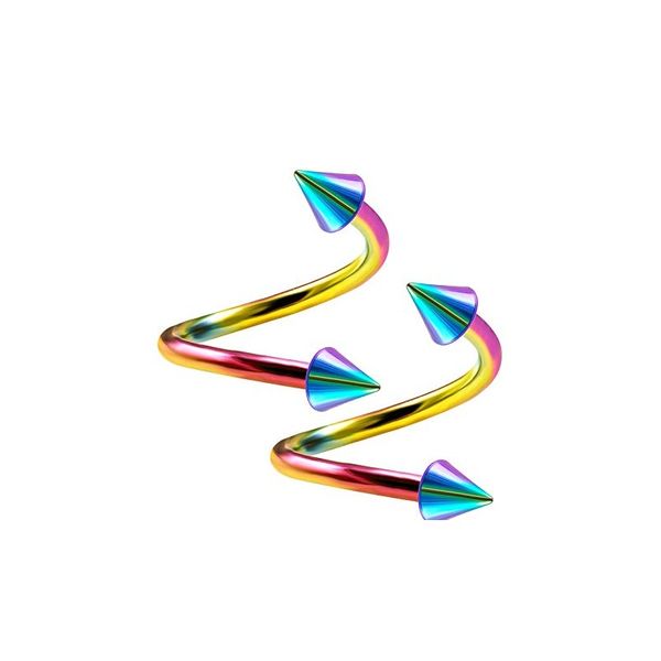 

modrsa 2pcs lot anodized stainless steel cartilage earring spike twisted barbell ear piercing helix tragus piercing body jewelry f sqcvje, Silver