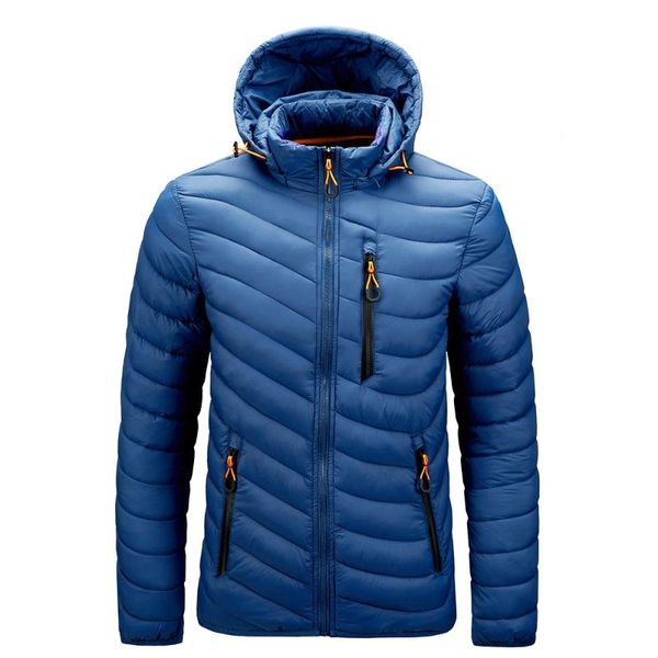 

men cotton-padded jacket hooded lightweight winter coat, Black