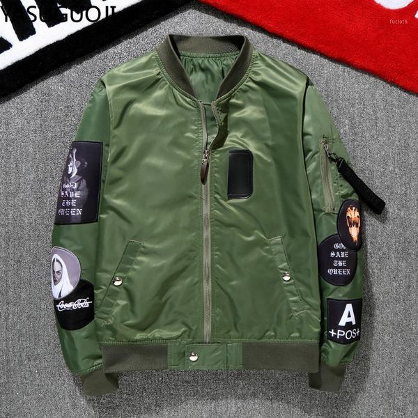 

yasuguoji male bomber jacket men army pilot jacket badge baseball 2020 spring motorcycle letter embroidery coat1, Black;brown