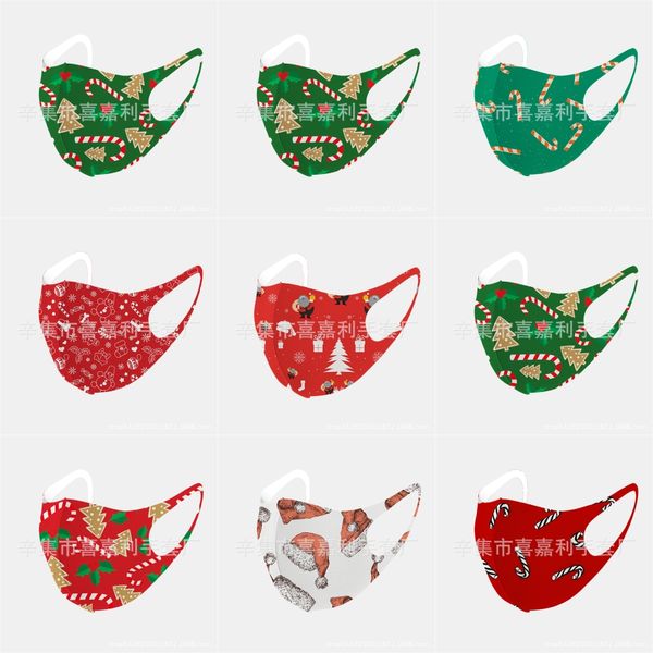 

reusable face christmas masks dust-proof sun protection antil washable ice silk cotton christmas masks large inventory fast delivery#2031231, Black