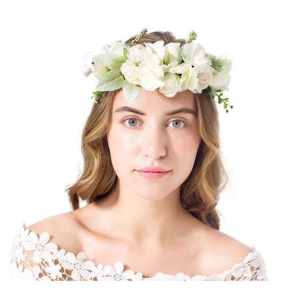 

women rose flower wreath festival wedding girls party floral garlands crown floral halo with ribbon bridesmaid flow qylfcz