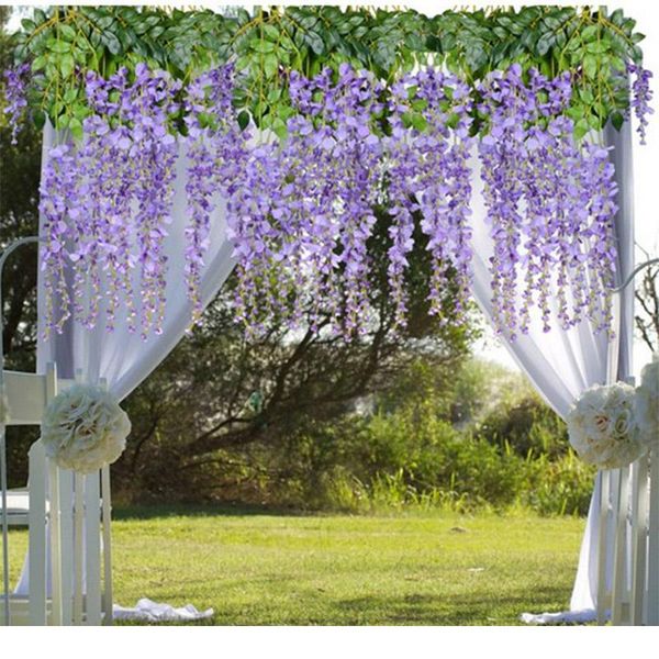 

12 pack silk artificial ivy leaves wisteria flower garlands hanging for home kitchen garden office party wedding wall de jllike