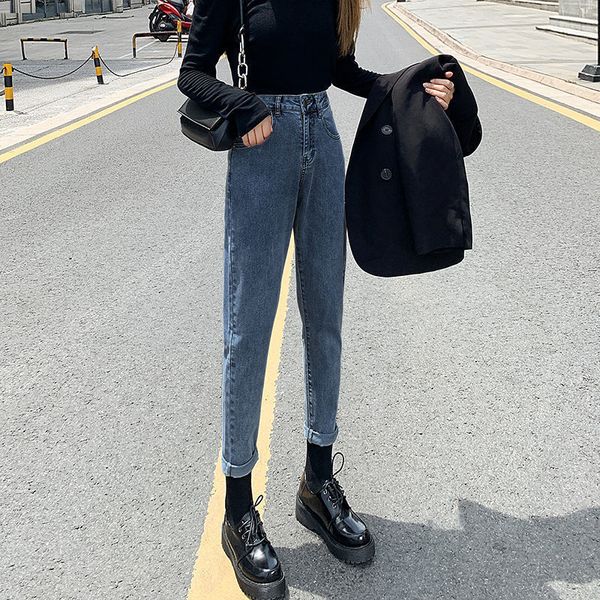 

straight tube jeans women's elastic nine point daddy radish new fashion harlem pants in autumn 2020