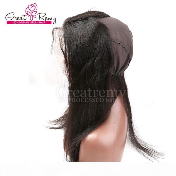 

adjustable 360 frontal with wig cap brazilian hair straight virgin human hair circumstance 22inch and front lace width 4" with cap grea, Black