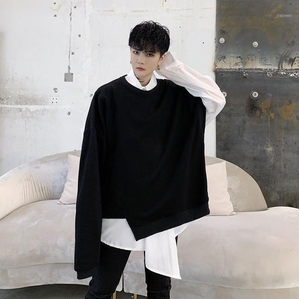 

men irregular bat sleeve loose casual black pullover hoodie male women japan style streetwear punk gothic sweatshirt coat1