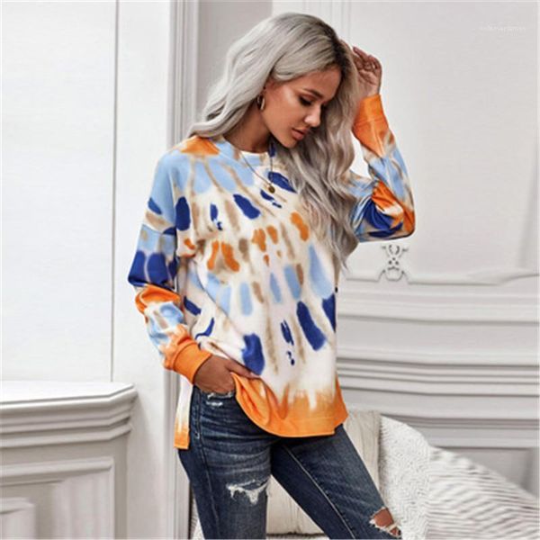 

fashion trend plus size long sleeve all-match pullover designer female autumn new casual loose hoodies women tie-dye sweatshirts, Black