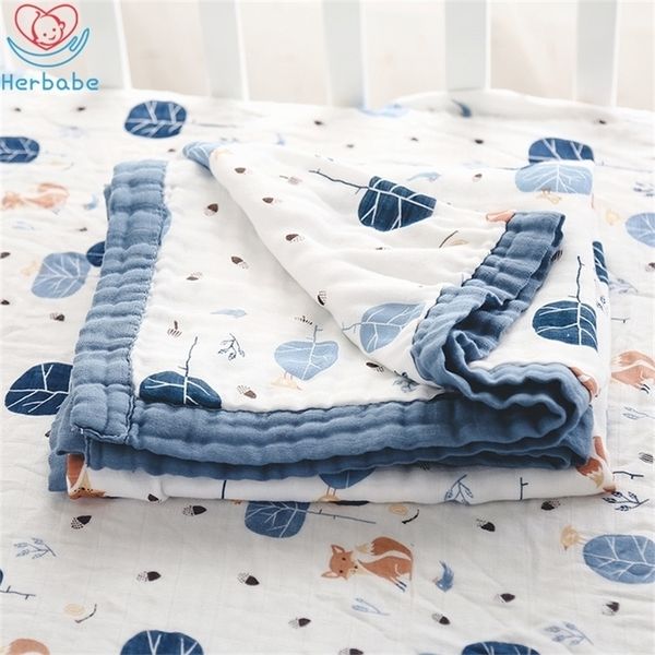 

herbabe baby muslin blanket cotton swaddle receiving blankets for newborn kids 47"x47" wrap infant child stroller cover play mat y