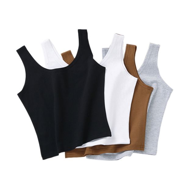 

2021 new women cotton crop crop bustier multicolor sleeveless cropped blusas vest tank camisole t200812, White