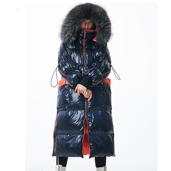 

women's winter feather coat, long luxury, with hood, smooth, warm, white, 90%