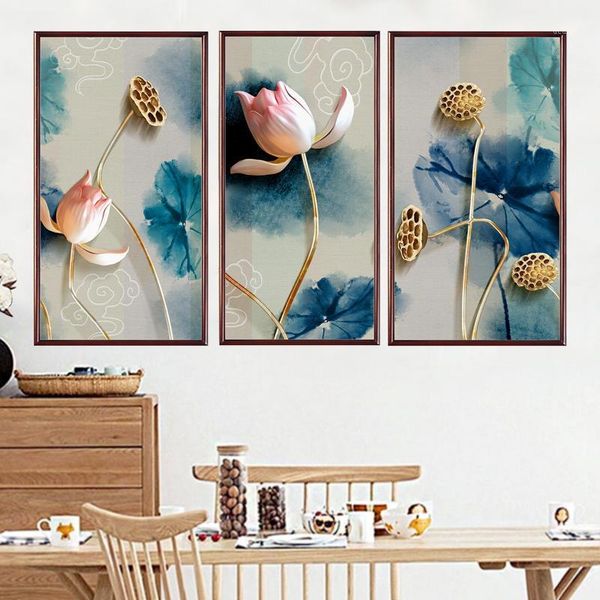 

3d diy lotus flower wall stickers living room wall art decal sofa tv backdrop home decor wallpaper murals1