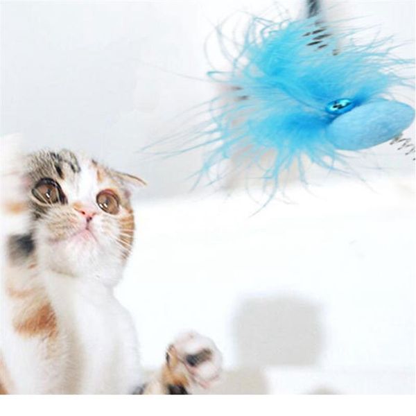 

1pc cat feather spring toy funny pet toys suction cup feather toy with bell for kitten cat pet supplies ca qylnto