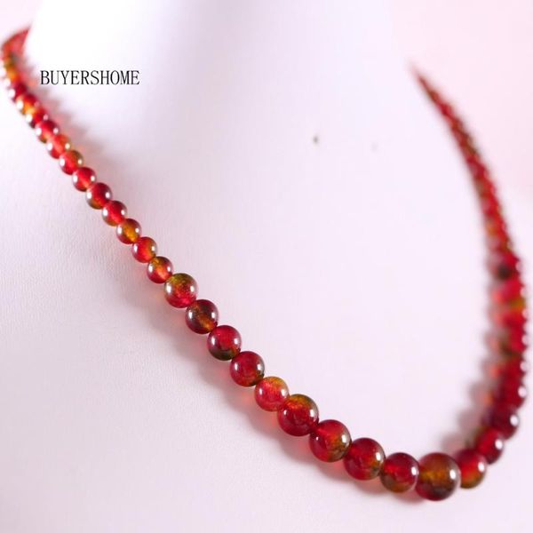 

fashion jewelry natural round beads red jad stone necklace 18" 1pcs e030, Silver