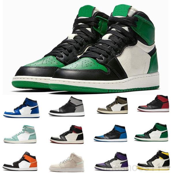 

2020 with box jumpman 1 1s pale ivory dark mocha mens basketballs shoes obsidian unc twist snake chicago trainers sports sneakers size gf4r, Black