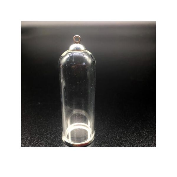 

wholesale 50sets 50*18mm bell wishing glass globe silver plated lace tray 8mm beads cap set diy glass vials pendant jewe bbypsx, Black