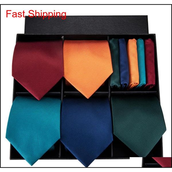 

hi-tie designer brand classic style necktie for men 100% silk solid ties hanky cufflinks qylurm new_dhbest, Blue;white